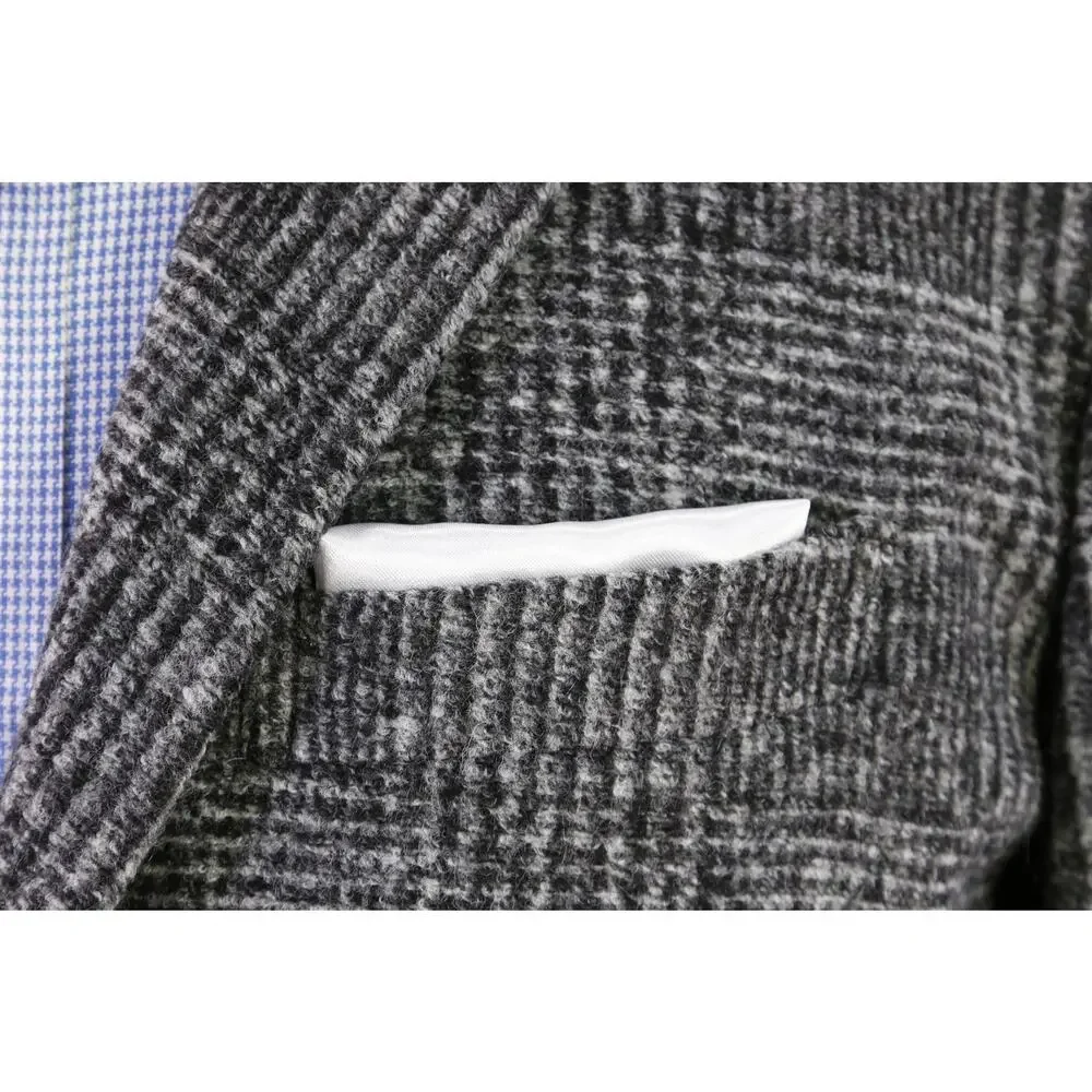 Paul Stuart Current Gray Black Basket Weave Patch Pocket Sweater Blazer 38S